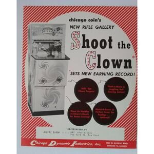 Chicago Coin Shoot The Clown Rifle Gun Arcade FLYER Original 1960 NOS Art Print